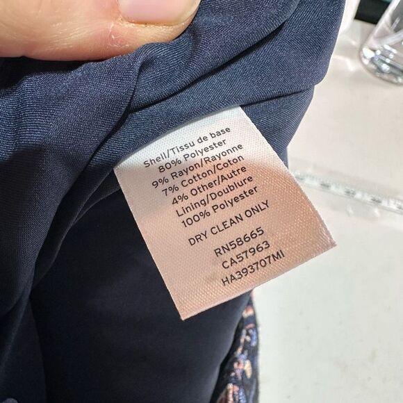 NWT Halogen Women's Brocade Lined Faux Wrap Pencil Skirt Metallic Navy Size‎ 4 - Picture 12 of 12